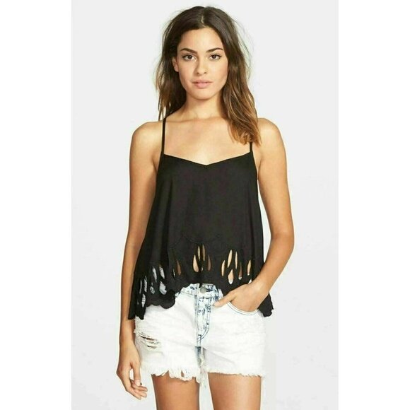 Volcom Women's Black Casual Strappy Cut out And Run Cami Top - Picture 2 of 8